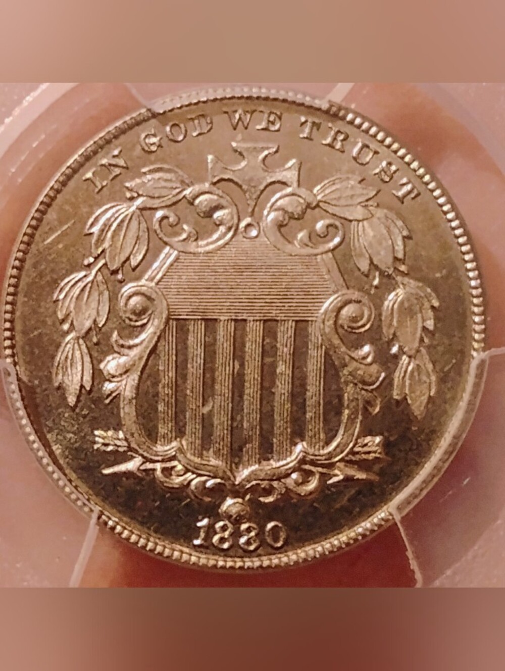 1880 Shield Nickel Coin - Rare! Unc! Proof